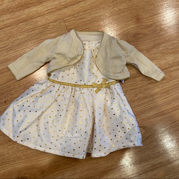 White and gold 3 month Carter’s dress - Picture 4 of 4